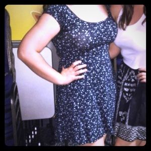 Navy blue floral skater dress